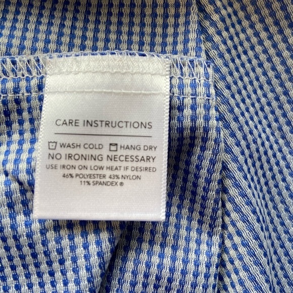 MIZZEN + MAIN Mens Shirt Button Up Lightweight Blue Check Sz L Trim Fit Stretch - Picture 4 of 7
